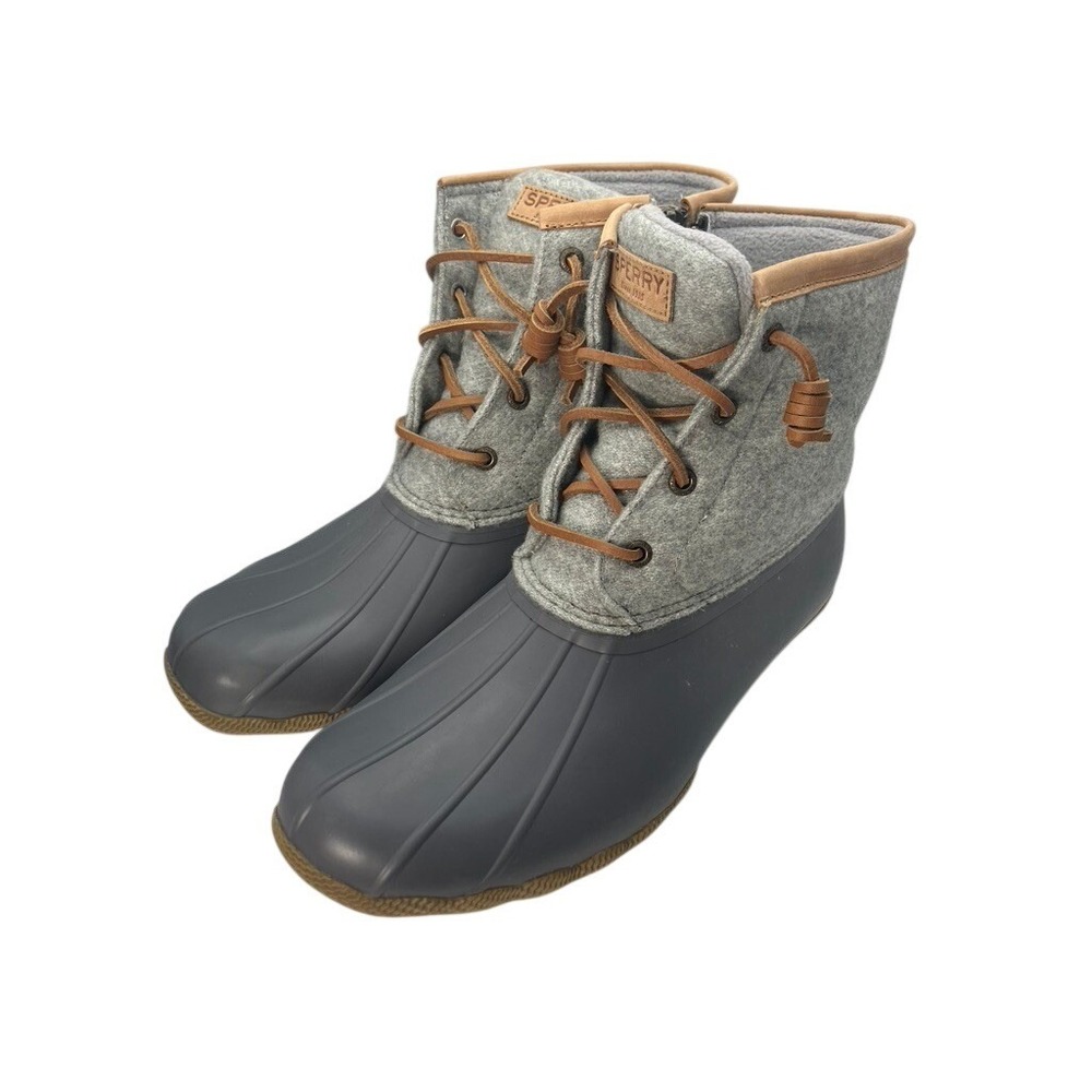 Sperry Saltwater Duck Boots Womens‎ 10 Grey  Wool Blend STS82475